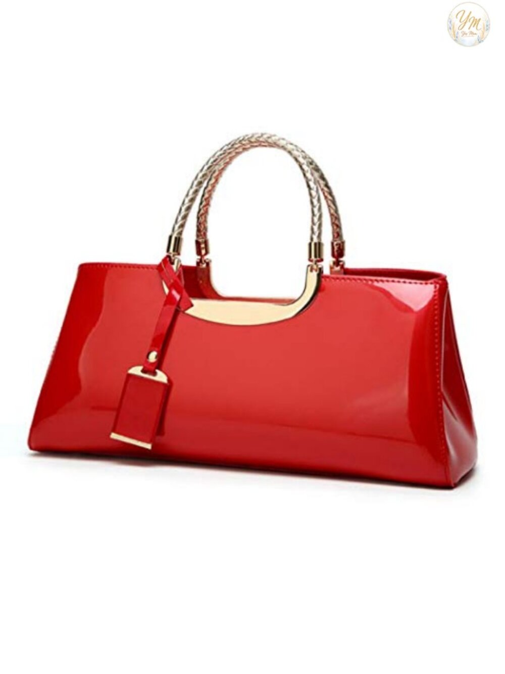 Patent Leather Structured Satchel Crossbody Top Handle Handbag Evening Purse